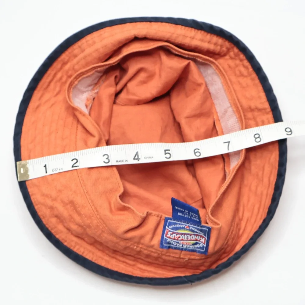 VTG 90s Y2K Orange Floral Bucket Hat Kids 4-6X Blue Hibiscus‎ Flowers Kindercaps